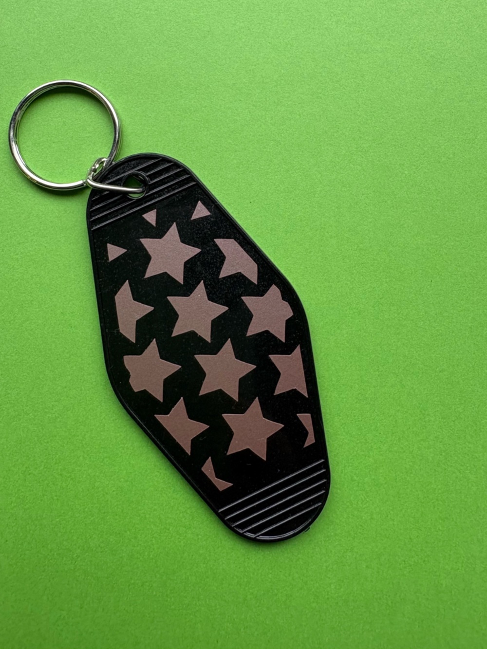 Hand made Black and rose gold Star Pattern Keychain